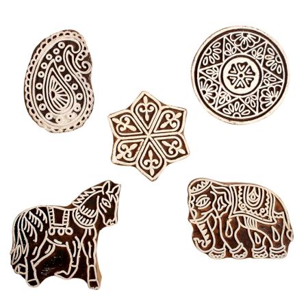 Set of 5 Piece New Mix Wooden Printing Block